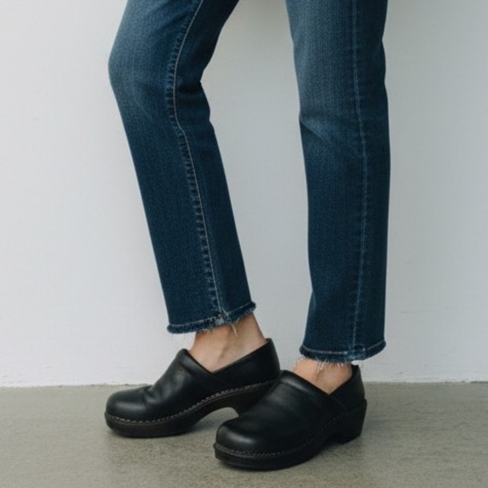 Brown's Landing Osaka 74345 Black Pebble Leather Clogs Shoes  Women's Size 8M